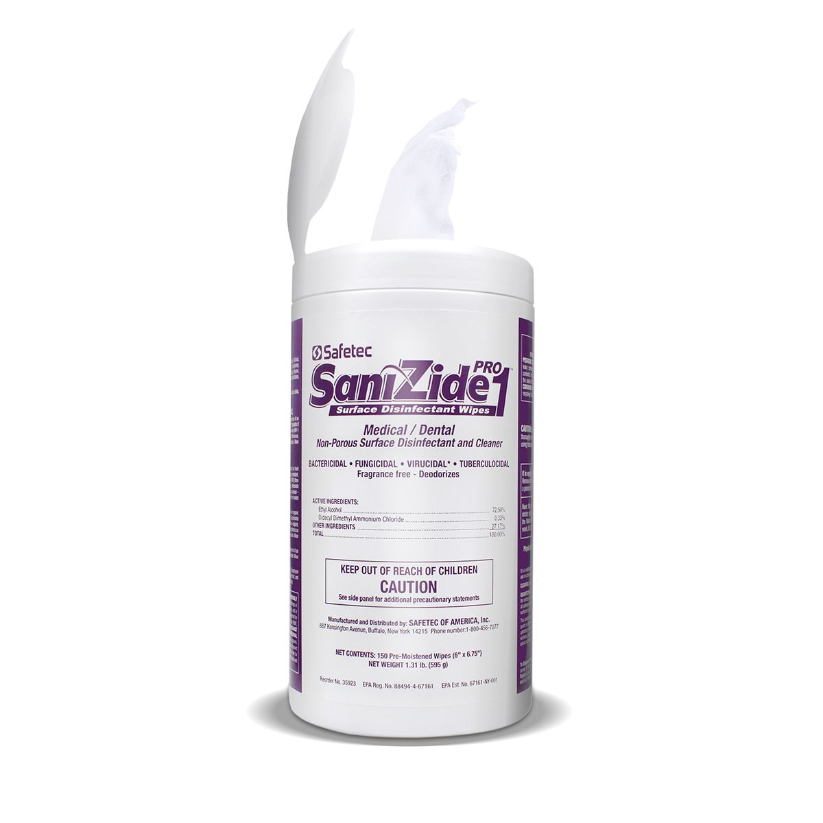 Wipes Surface Disinfectant SaniZide Pro 1® 6 Inch x 6.75 Inch (150/CN 12CN/CS) by Safetec of America  ID 35923